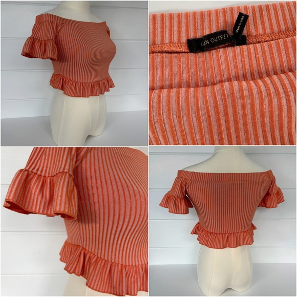 UO Ribbed Knit Off-The-Shoulder Ruffle Top - Picture 8 of 8